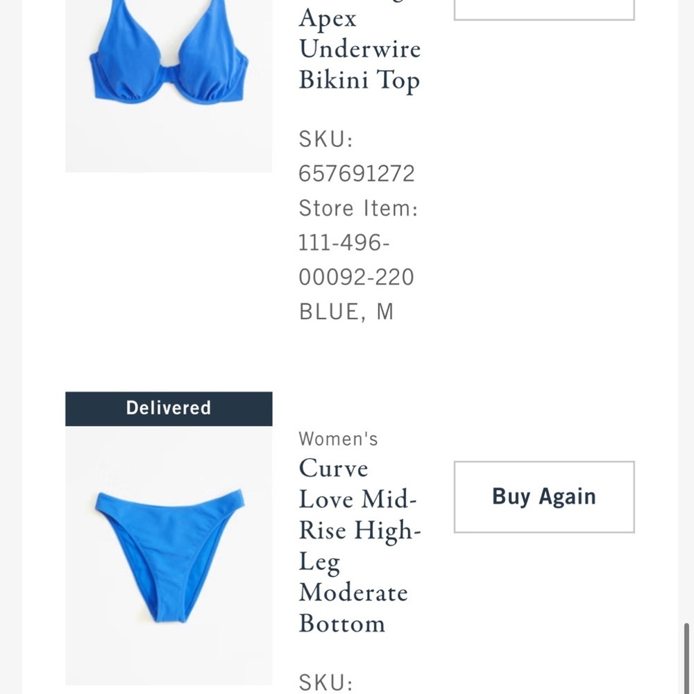Abercrombie & Fitch Blue Bikini Set Swimwear- Top & Bottom